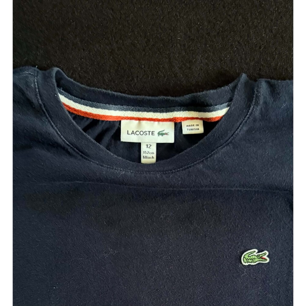 Lacoste Boys Long Sleeve Shirt Navy Blue Size 12 152cm Crocodile Crewneck